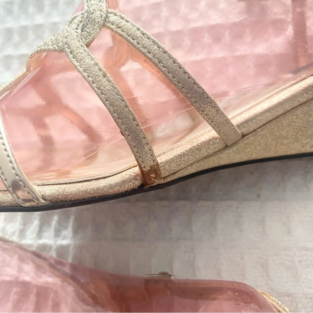 Nina Foley YG Platino Glittery Gold Wedge Sandals size 10